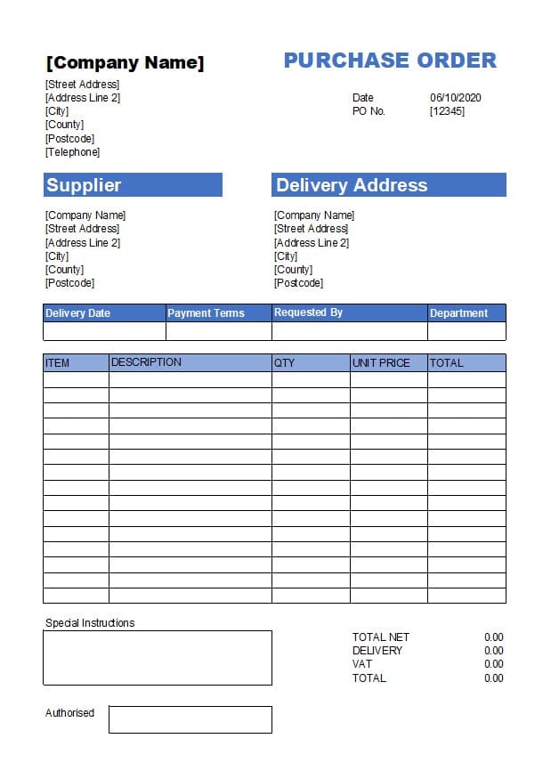 Issue Purchase Order Purchasing Order Template - BestTemplatess - BestTemplatess