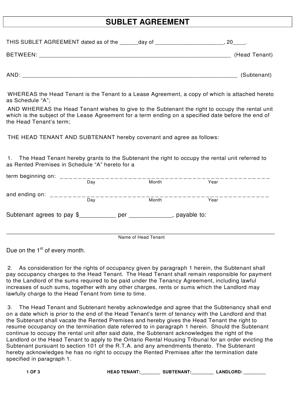 Sublet Document Format Free Sublet Lease Agreement Template - BestTemplatess - BestTemplatess