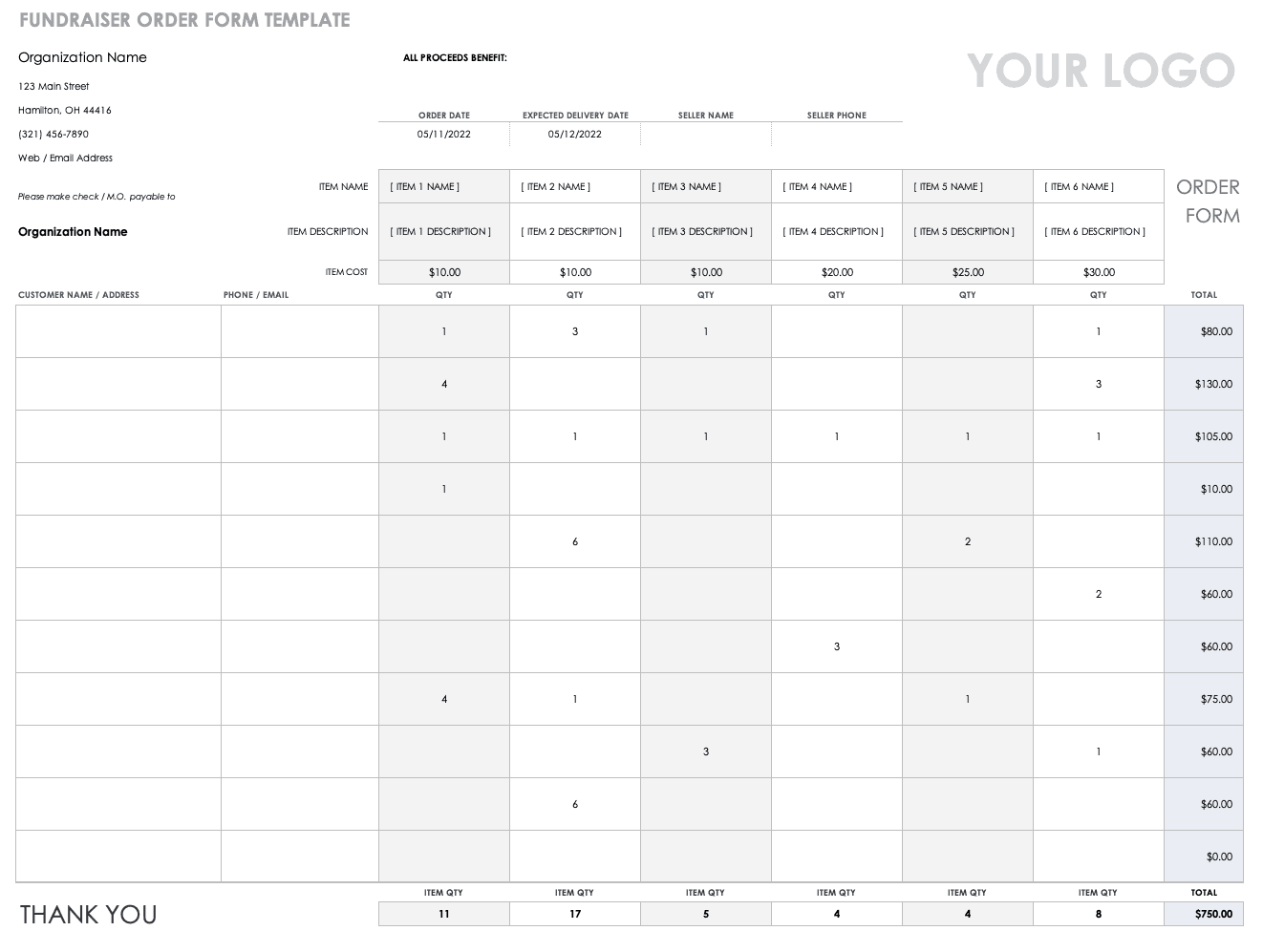 Fundraising Order Form Template - BestTemplatess - BestTemplatess