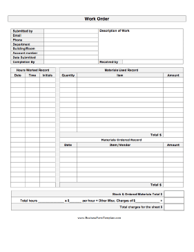 Work Order Template Pdf - BestTemplatess - BestTemplatess