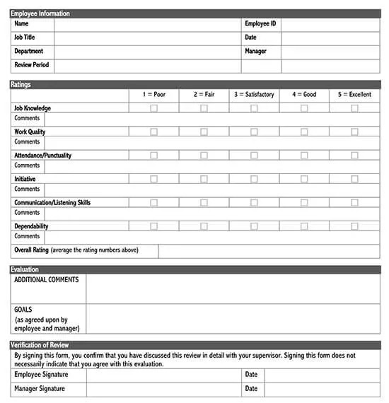 Employee Evaluation Form Template Word BestTemplatess BestTemplatess
