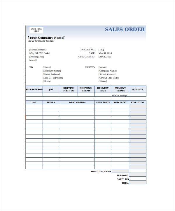 Microsoft Excel Order Form Template - BestTemplatess - BestTemplatess