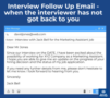 Write Follow Up Email After No Response Interview