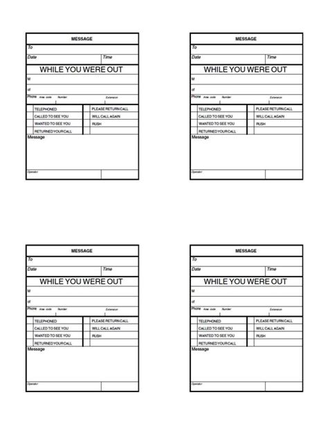 While You Were Out Form Template - BestTemplatess - BestTemplatess