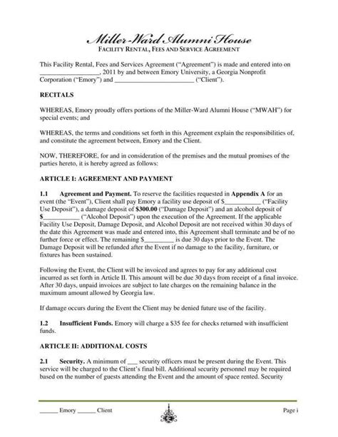 Facilities Rental Agreement Template BestTemplatess BestTemplatess