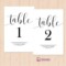 Table Numbers For Wedding Template