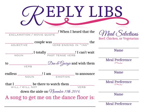Wedding Rsvp Mad Libs Template - BestTemplatess - BestTemplatess