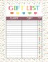 Printable Baby Shower Gift List Template