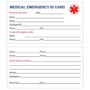 Emergency Medical Card Template