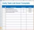 Task List Template Excel Spreadsheet