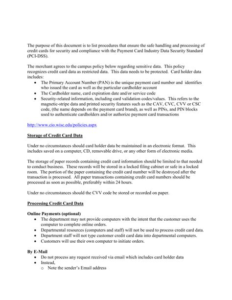 Credit Card Security Policy Template BestTemplatess BestTemplatess