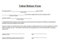 Talent Release Form Template For Video