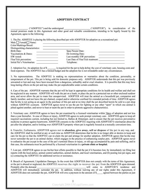 Dog Adoption Contract Template BestTemplatess BestTemplatess