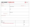 Job Sheets Templates Excel