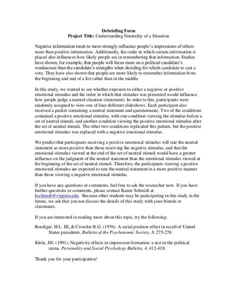 Debriefing Form Template Psychology BestTemplatess BestTemplatess