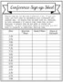 Conference Sign Up Sheet Template