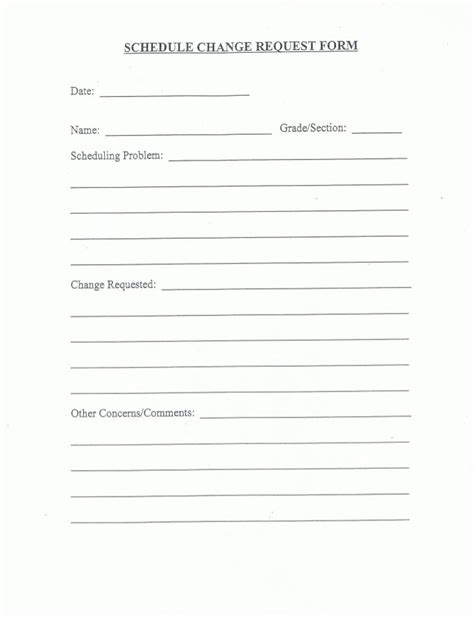 Schedule Change Request Form Template - BestTemplatess - BestTemplatess