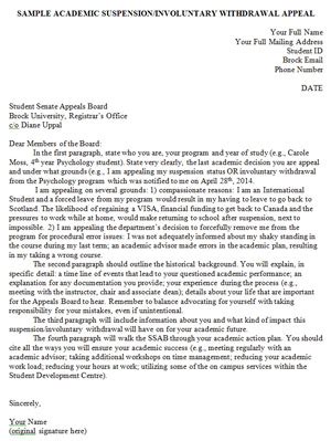 Academic Suspension Appeal Letter Sample BestTemplatess BestTemplatess