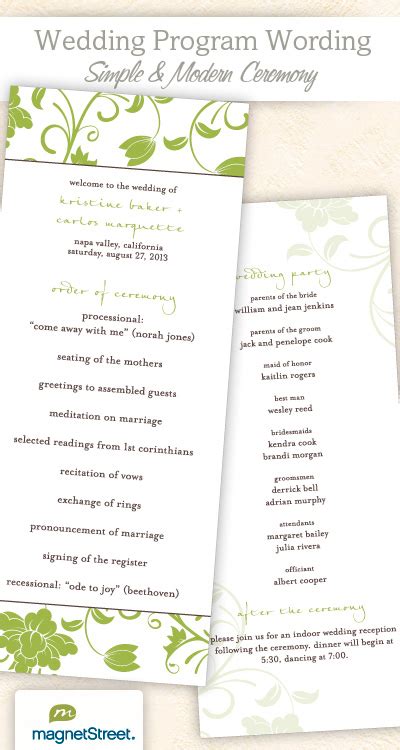Wedding Ceremony Program Wording Template - BestTemplatess - BestTemplatess