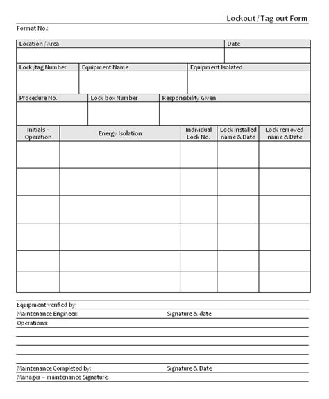 Lockout Tagout Form Template - BestTemplatess - BestTemplatess