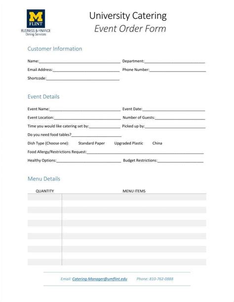Event Order Form Template - BestTemplatess - BestTemplatess
