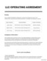Llc Operating Agreement